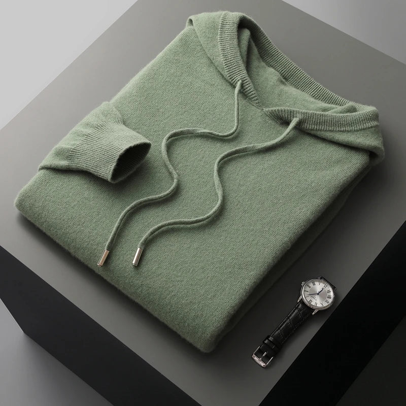 TrendAura 100 Percent Merino Wool Hoodie for Men Sustainably Sourced Minimalist Lightweight Warmth