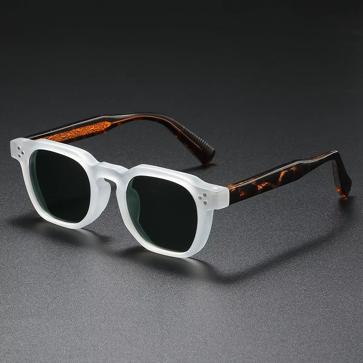 Retro Square Punk Sunglasses Unisex Vintage Driving Shades for Men and Women with Bold Clear Frame