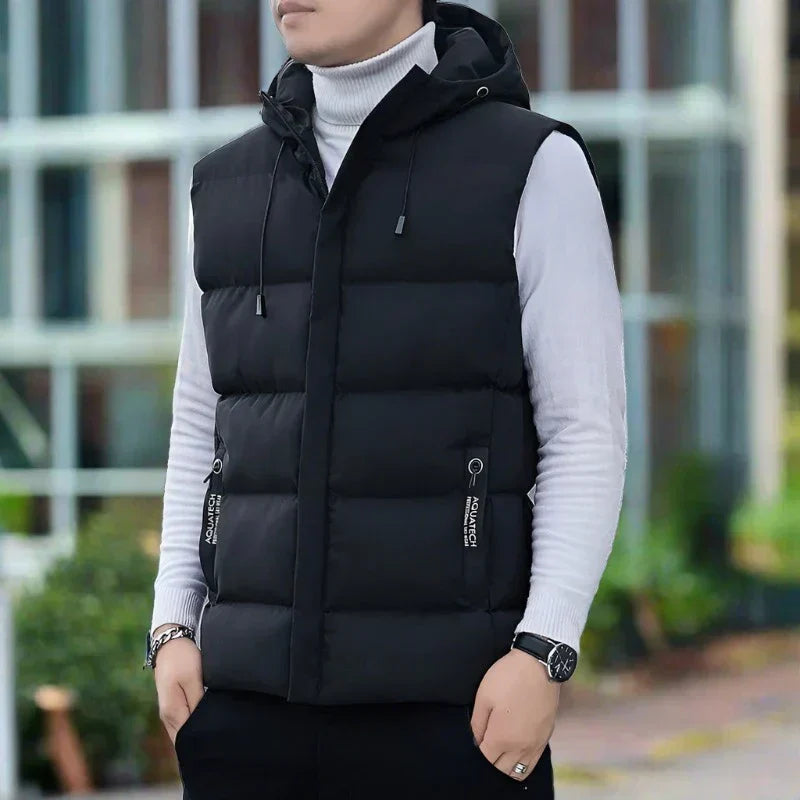 Mens Quilted Vest Slim Fit Insulated Hooded With Zipper Pockets By TrendAura Nordisk Flair