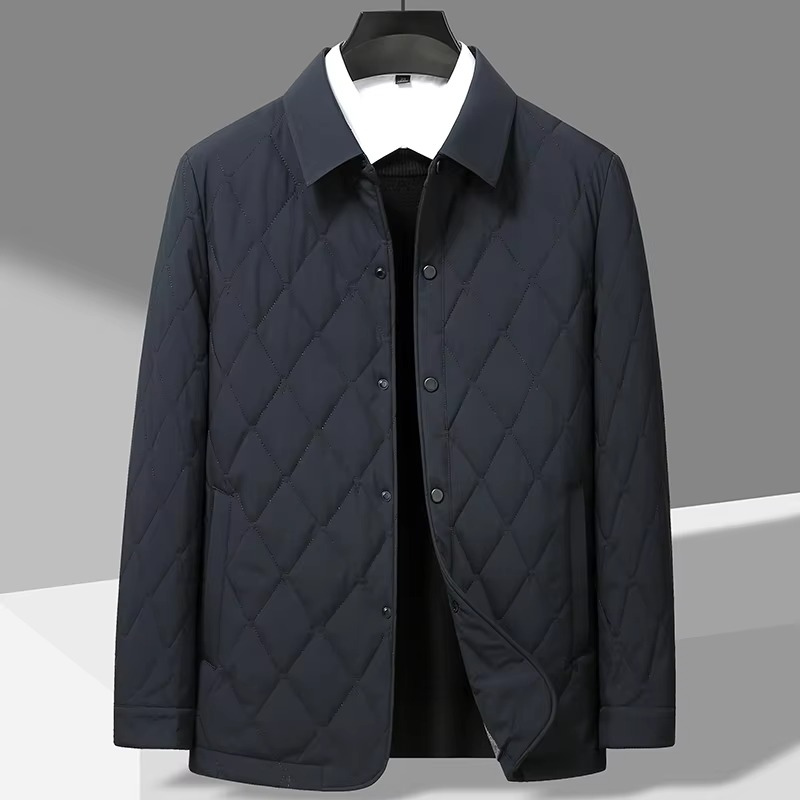 Mens Autumn Winter Mulberry Silk Cotton Quilted Jacket Warm Refined Business Ready Outerwear