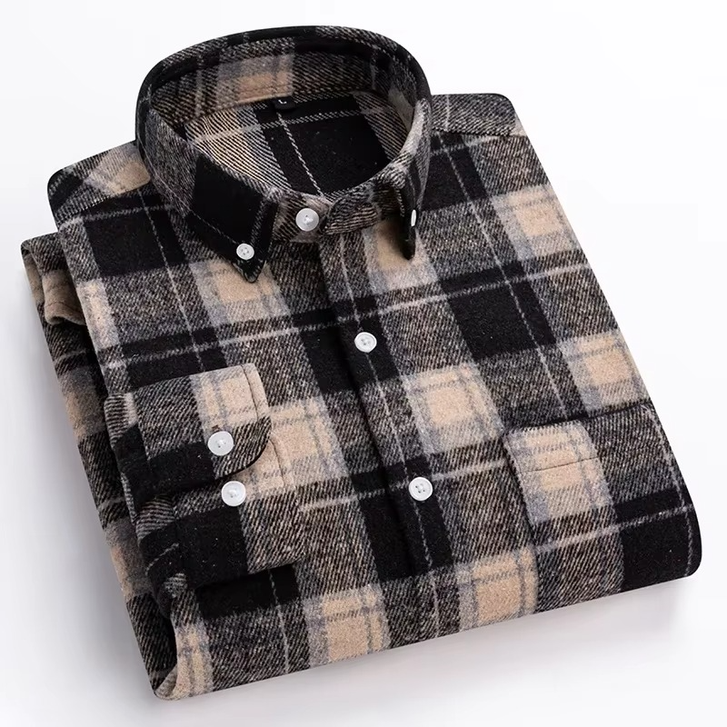 TrendAura Men's Plus Size Plaid Long Sleeve Shirt 7XL 100 Percent Cotton with Single Chest Pocket