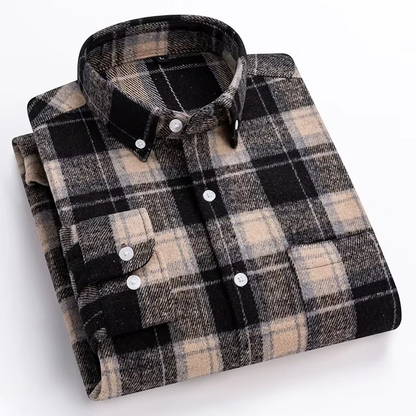 TrendAura Men's Plus Size Plaid Long Sleeve Shirt 7XL 100 Percent Cotton with Single Chest Pocket