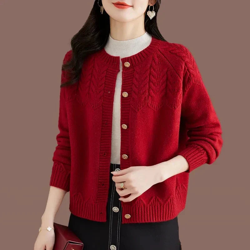 Women’s Cardigan Sweater – Wool Blend – Relaxed Fit – Button Front Knit – Vintage Style