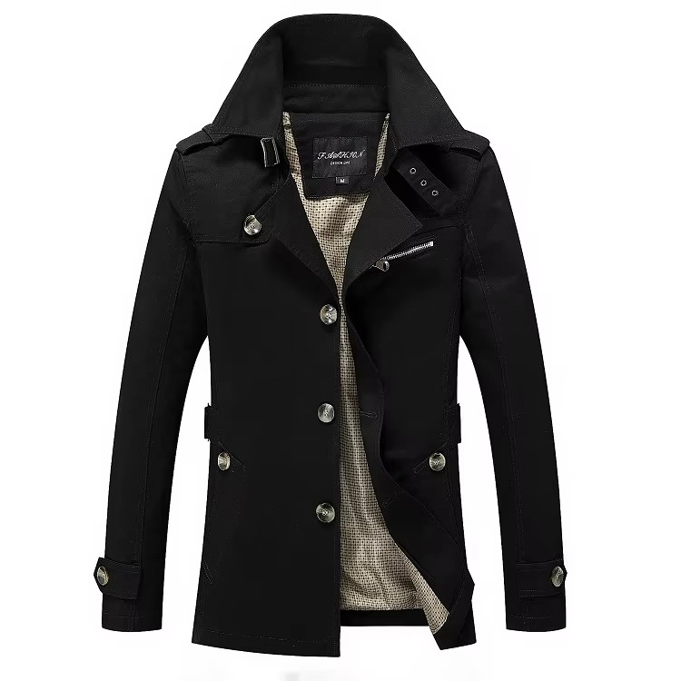 TrendAura Mens Classic Single Breasted Trench Coat Casual Business Overcoat For All Seasons