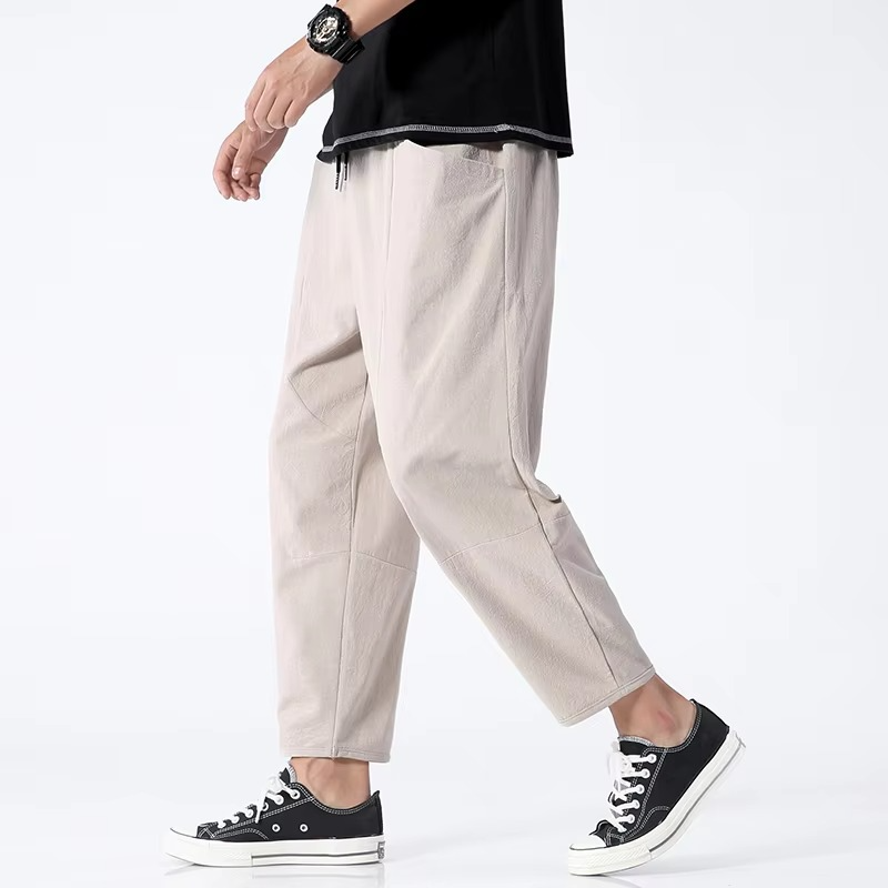 Men's 100 Percent Cotton Lightweight Ankle Length Casual Pants With Relaxed Fit For Summer By TrendAura