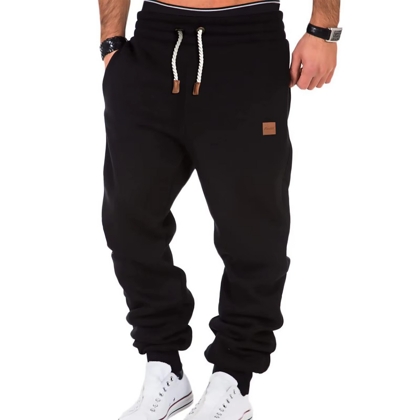 Mens Casual Jogger Pants With Plush Lining And Adjustable Drawstring For All Day Comfort