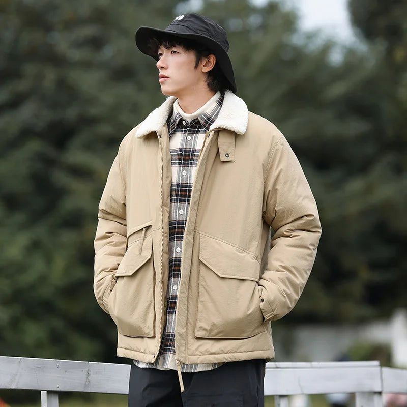Summit Puffer Jacket With Oversized Boxy Fit And White Sherpa Collar For Fashion Forward Streetwear Fans