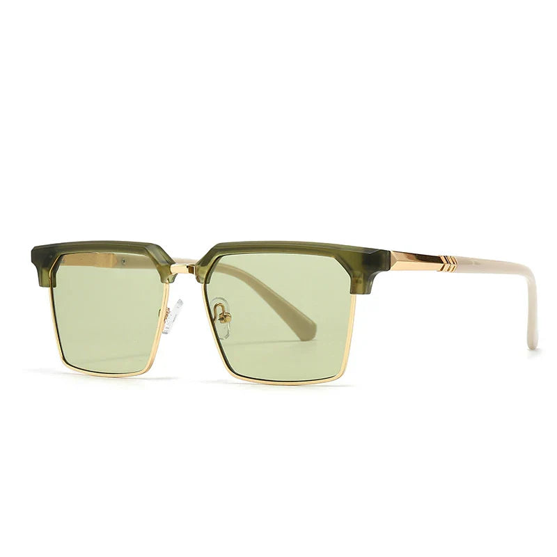 TrendAura Verve Retro Gradient Sunglasses With Gold Tone Accents UV400 Protection Unisex Square Frames