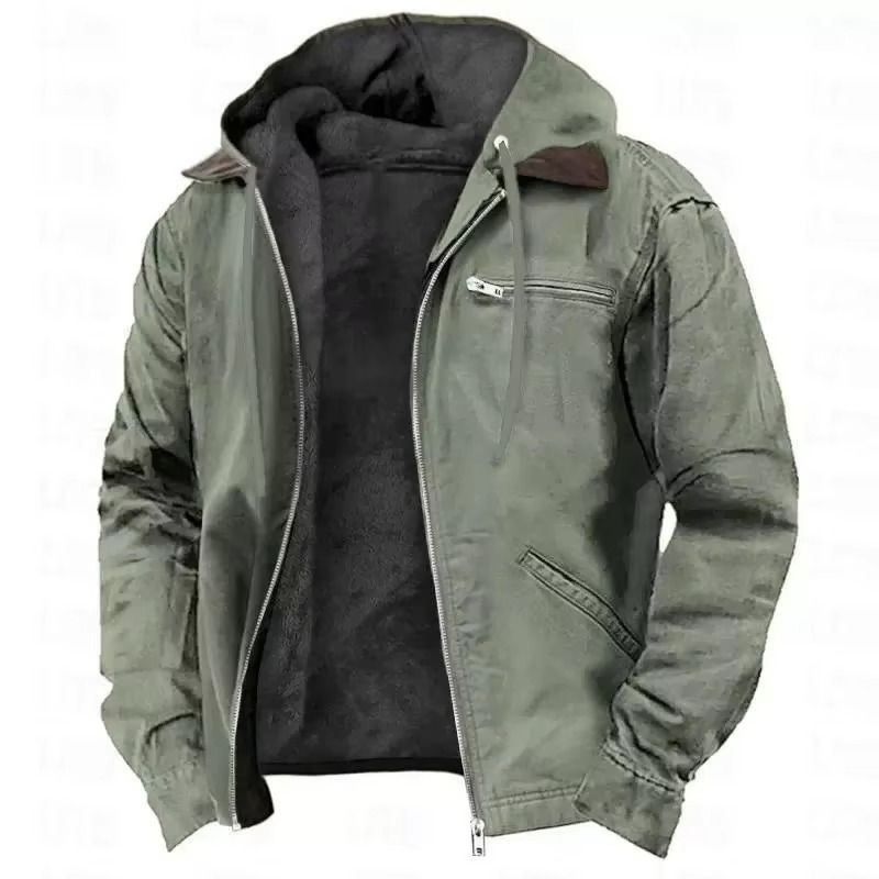 Men's Heavyweight Hooded Workwear Jacket Warm Durable Relaxed Fit for Fall and Winter