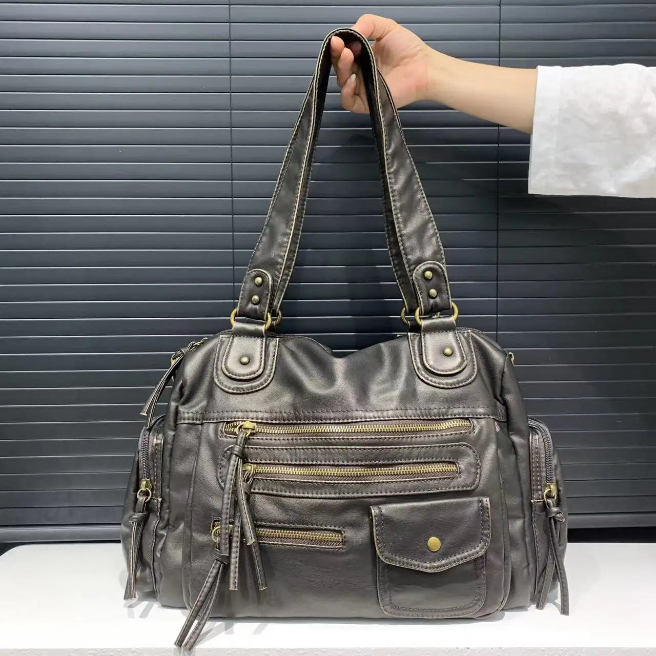 TrendAura Brenda - Vegan Leather Shoulder Satchel Bag - Durable PU Leather With Roomy Compartments And Detachable Strap