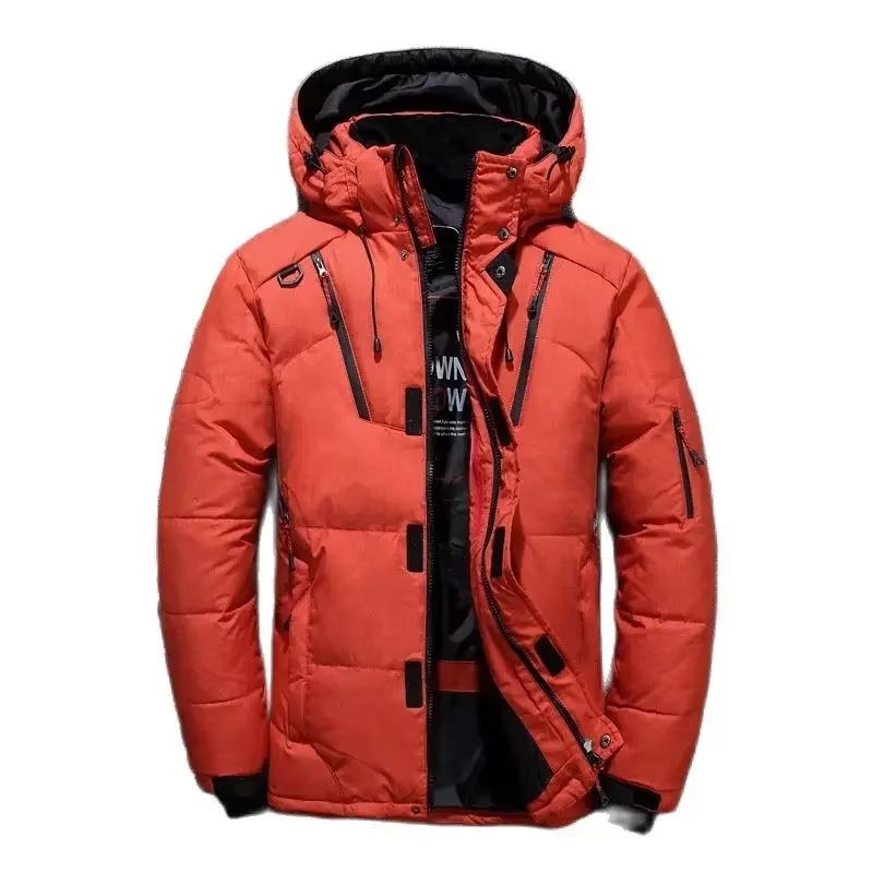 Men's White Duck Down Parka For Extreme Cold -20F Hooded Winter Coat With Weatherproof Shell
