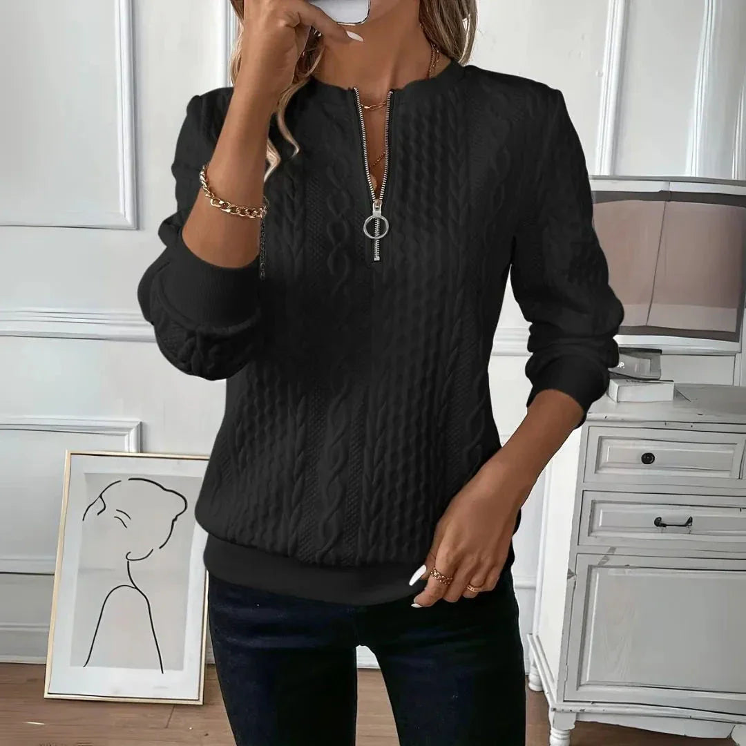Serena Cable-Knit Quarter-Zip Pullover