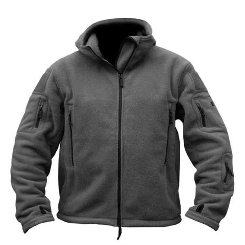 TrendAura Tactical Thermal Fleece Jacket With Zippered Pockets Water Resistant Rugged Outerwear For Men