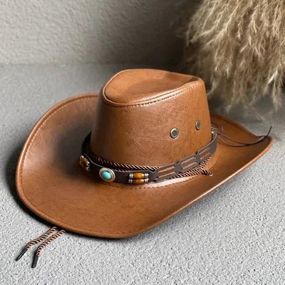 Women's Vintage Cowboy Hat with Classic Style and Wide Brim