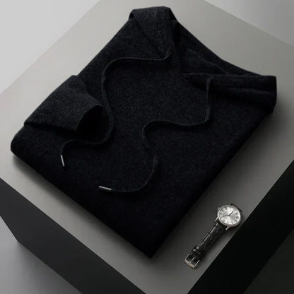 Men's Knit Hoodie for Everyday Comfort and Style Elevate Your Look with Cozy Ribbed Cuffs Casual Essential
