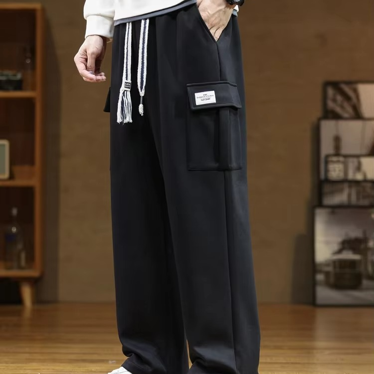 Mens Cotton Multi Pocket Drawstring Sweatpants Loose Straight Fit Up To 8XL TrendAura