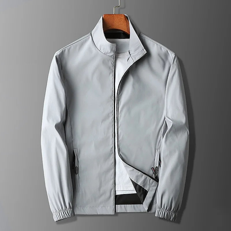 TrendAura Nordic Flair Men's Jacket Slim Fit Lightweight Stand Collar Zipper Pockets Breathable Comfort