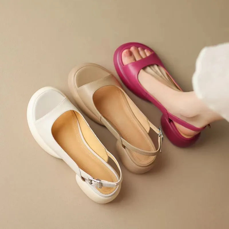 Women's Platform Low Heel Sandals with Adjustable Straps and Cushioned Insole - TrendAura