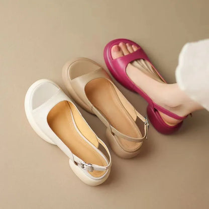 Women's Platform Low Heel Sandals with Adjustable Straps and Cushioned Insole - TrendAura