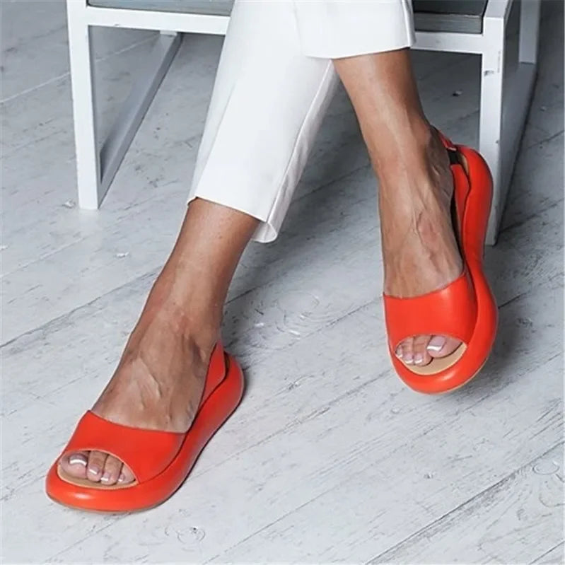 Platform Open Toe Sandals With Elastic Heel Strap For Women Lightweight Comfort For All Day Walking