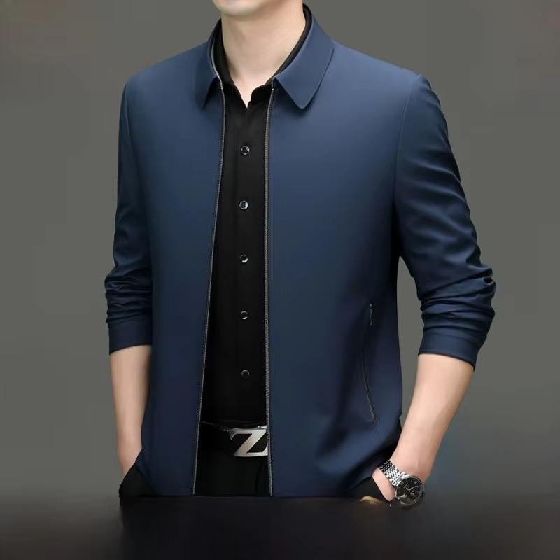 TrendAura Mens Silk Blend Jacket Loose Fit With Straight Hemline For Effortless Polished Style