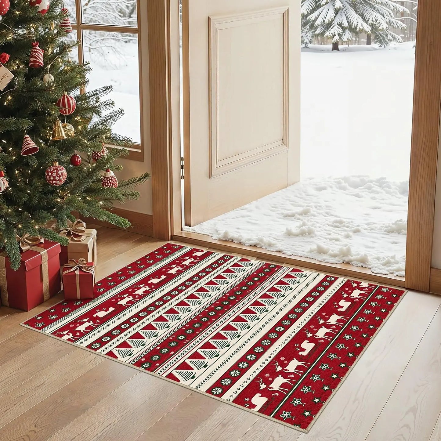 Washable Boho Farmhouse Bohemian Neutral Large Moroccan Geometric Soft No Slip Indoor Thin Floor Carpet for Bedroom Under Dining