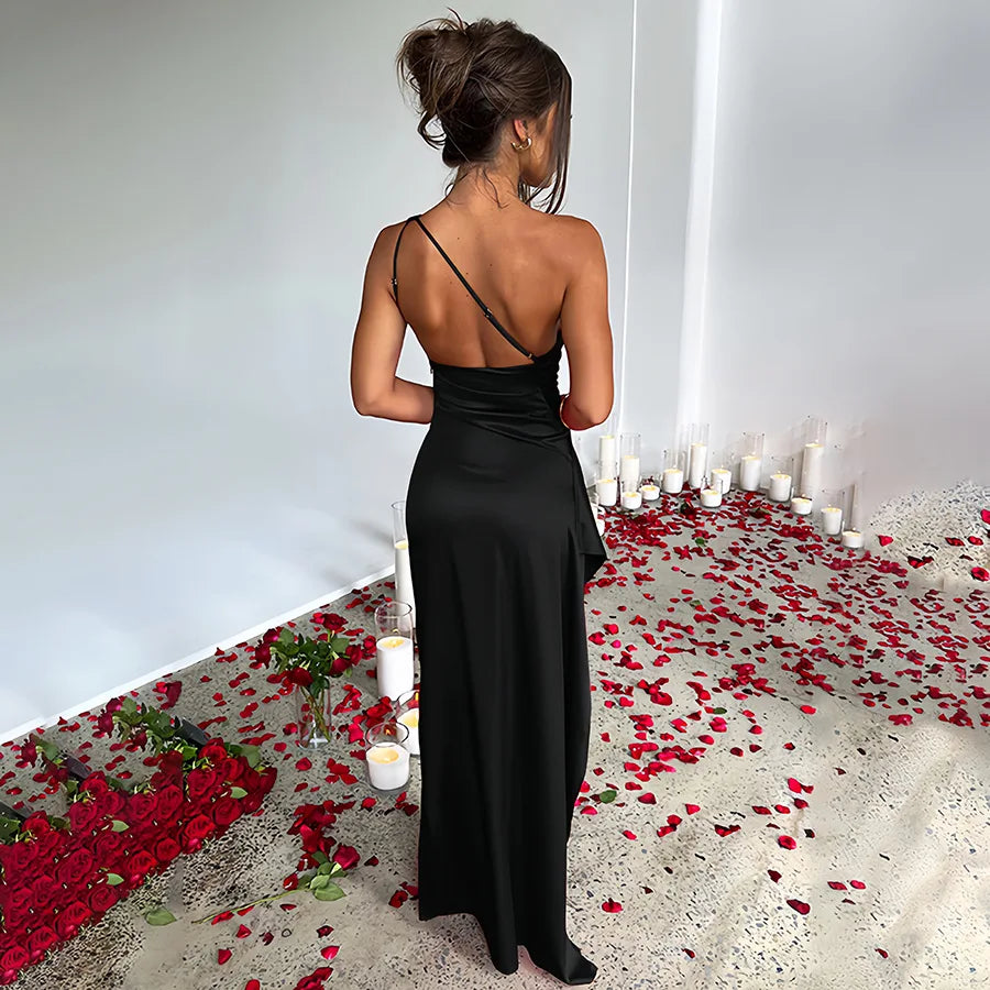Lily - One Shoulder Satin Dress