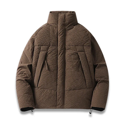 TrendAura Subzero Quilted Parka for Men with Plaid Design Windproof Insulation and Warmth