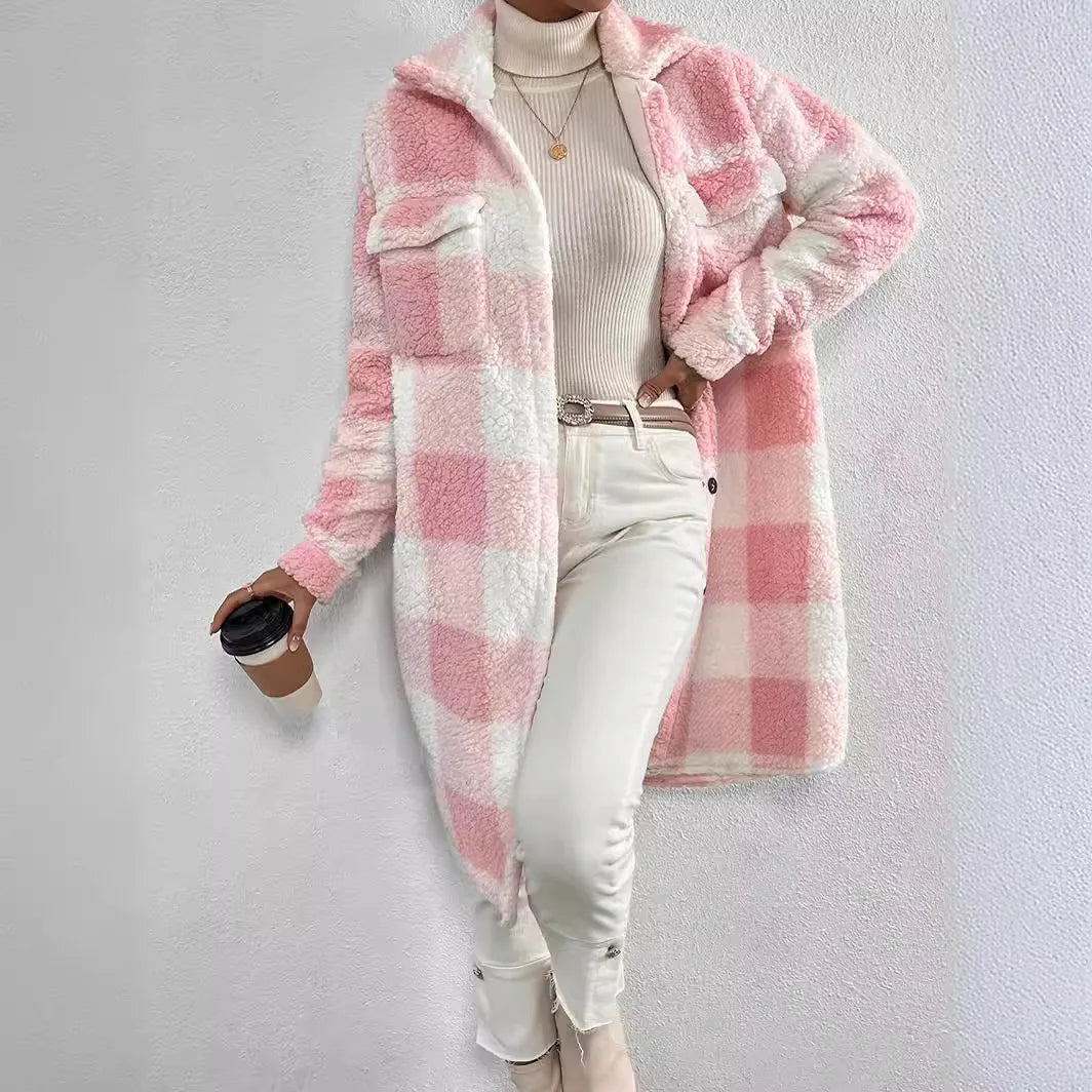 TrendAura Elise Wool Plaid Coat For Women With Soft Warmth And Cozy Yet Chic Everyday Style
