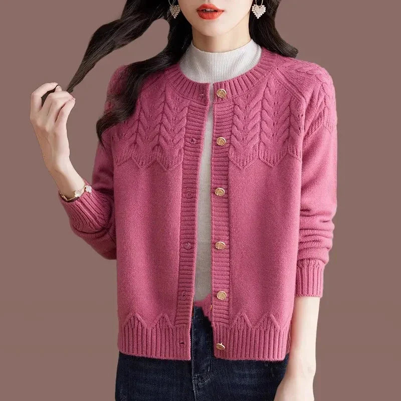 Women’s Cardigan Sweater – Wool Blend – Relaxed Fit – Button Front Knit – Vintage Style