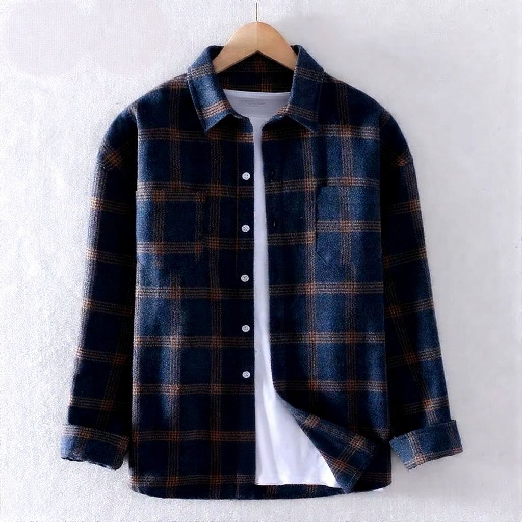 TrendAura Mens Brushed Plaid Flannel Shirt Soft Cotton Casual Button Down Long Sleeve For Fall And Winter
