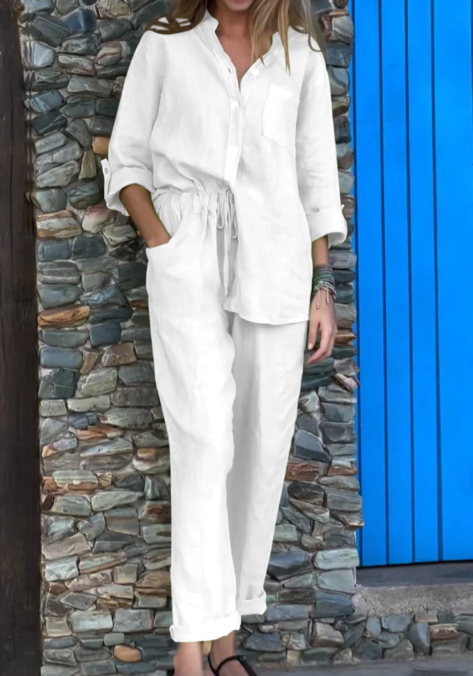 Jade Two Piece Set For Women Timeless Elegance With Breathable Cotton Linen Comfort