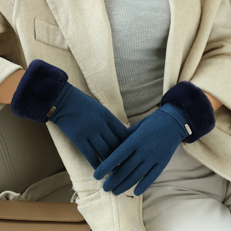 Harper Fitted Gloves | Fur Trim Strap Detail Gloves