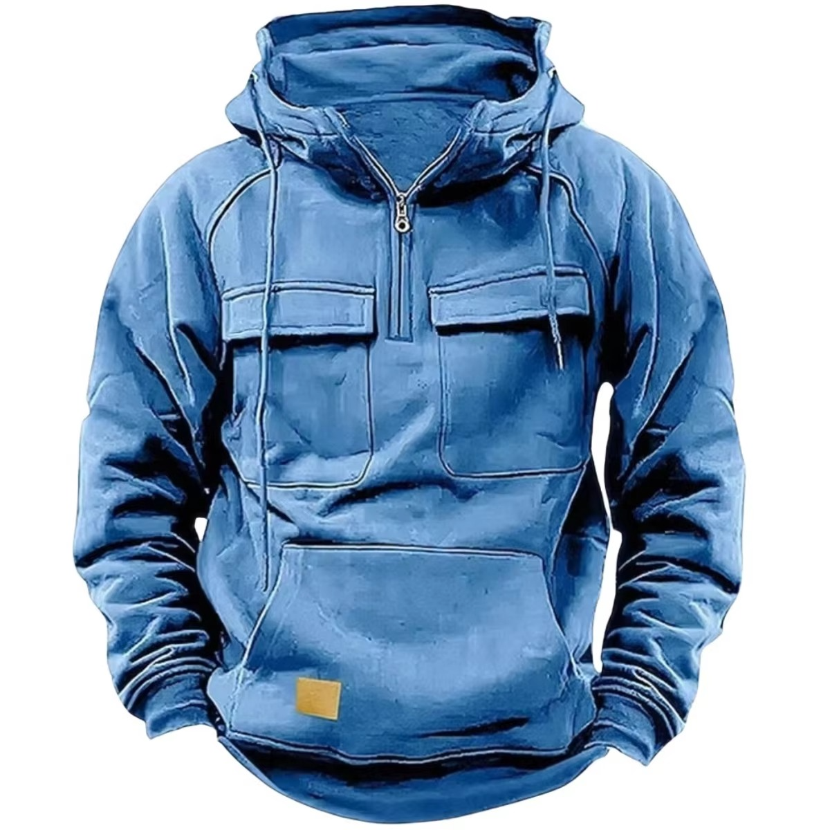 TrendAura Men's Thick Hooded Sweatshirt With Multiple Pockets For Outdoor Warmth And Everyday Wear