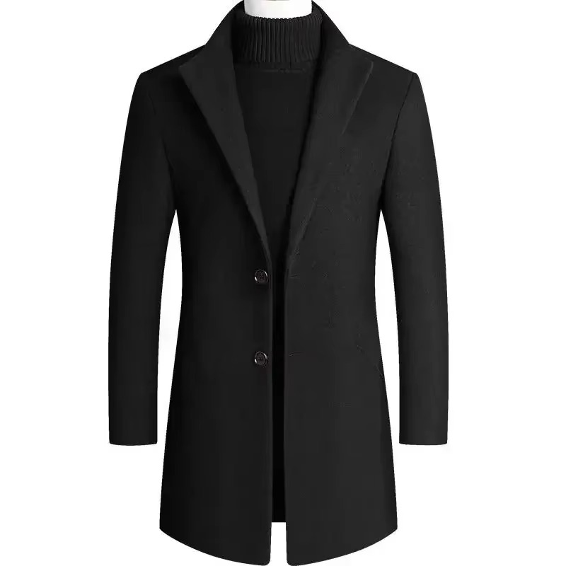 Mens Medium Long Wool Blend Trench Coat For Autumn And Winter Burgundy Classic Warmth And Sophisticated Style