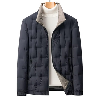 Men's 2024 Solid Color Stand Collar Slim Fit Goose Down Jacket for Warmth and Modern Business Style