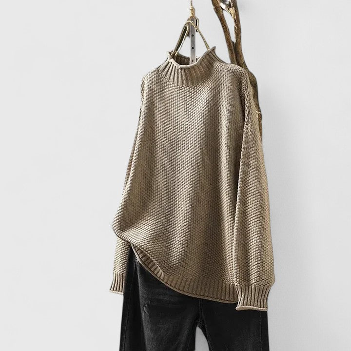 Women's Knit Sweater with Relaxed Fit and Soft Texture