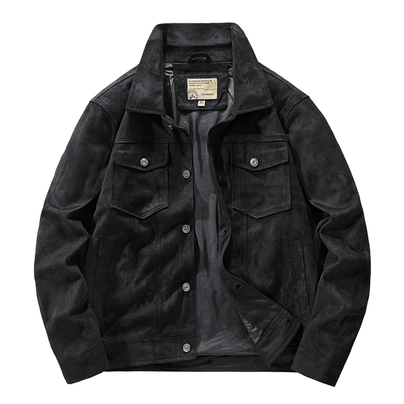 TrendAura Outlander Suede Jacket for Men Premium Rugged Style with Turn Down Collar and Chest Pockets