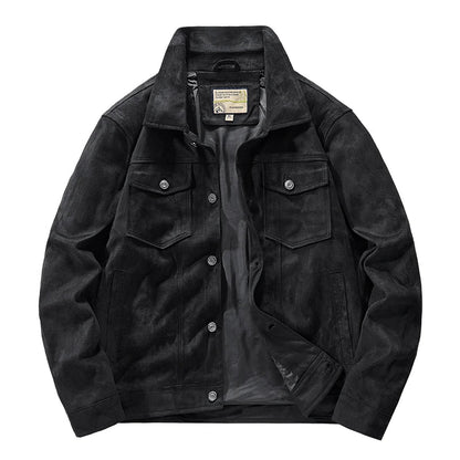 TrendAura Outlander Suede Jacket for Men Premium Rugged Style with Turn Down Collar and Chest Pockets