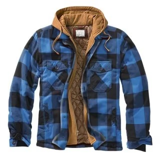 TrendAura Mens Patchwork Checkered Cotton Hooded Jacket Thick Warm Casual Coat American Flag Design Sizes S To 5XL