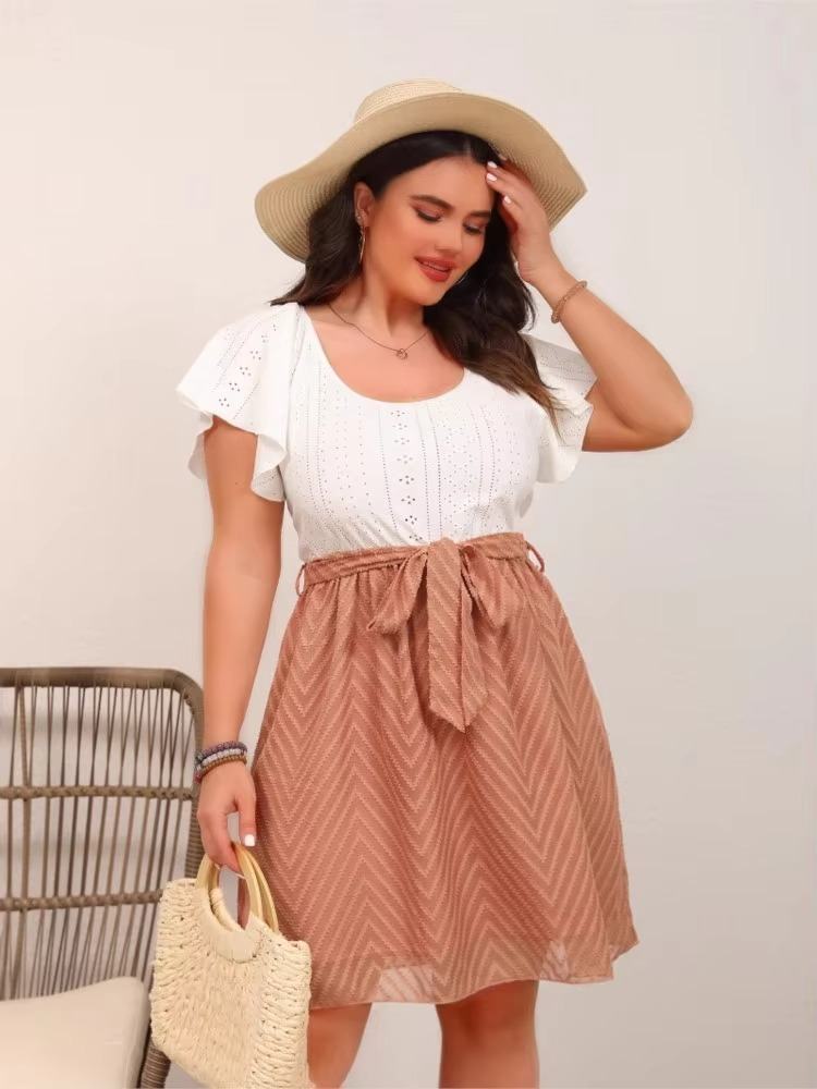 Carlotta | Festive women's dress with lace and waist bow for wedding guests