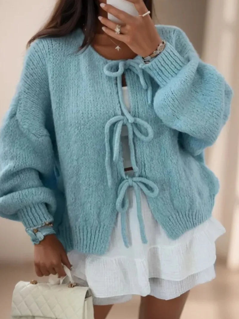 Jasmine | Women’s Chunky Winter Knotted Front Cardigan