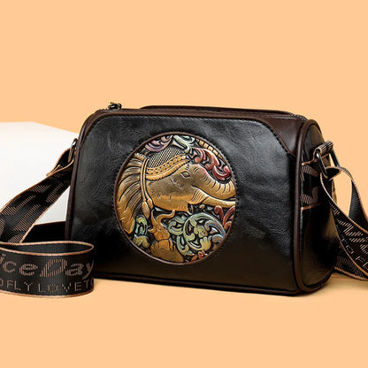 TrendAura Embossed Elephant Leather Shoulder Bag - Symbol Of Luck, Strength And Wisdom