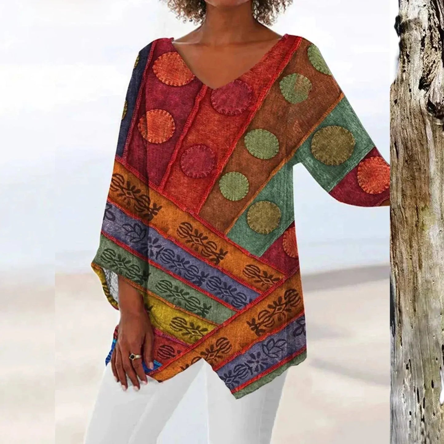 Avelina - Vintage V-neck top