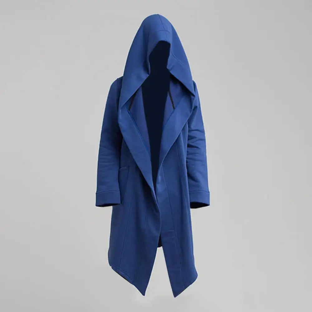 Men's Hooded Cardigan In Knit Fabric With Relaxed Fit Open Front And Asymmetrical Hem