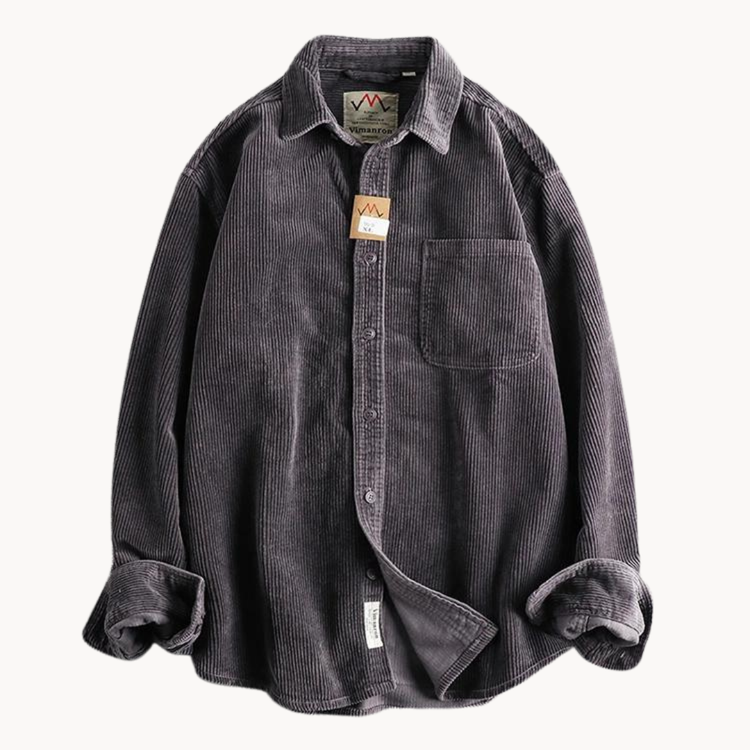 Zach Men's Brown Corduroy Long Sleeve Shirt For Everyday Casual Comfort By TrendAura