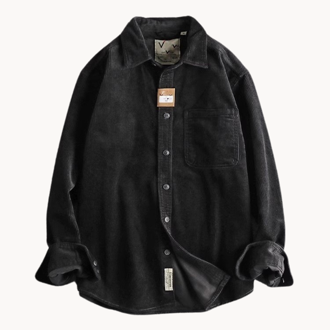 Zach Men's Brown Corduroy Long Sleeve Shirt For Everyday Casual Comfort By TrendAura