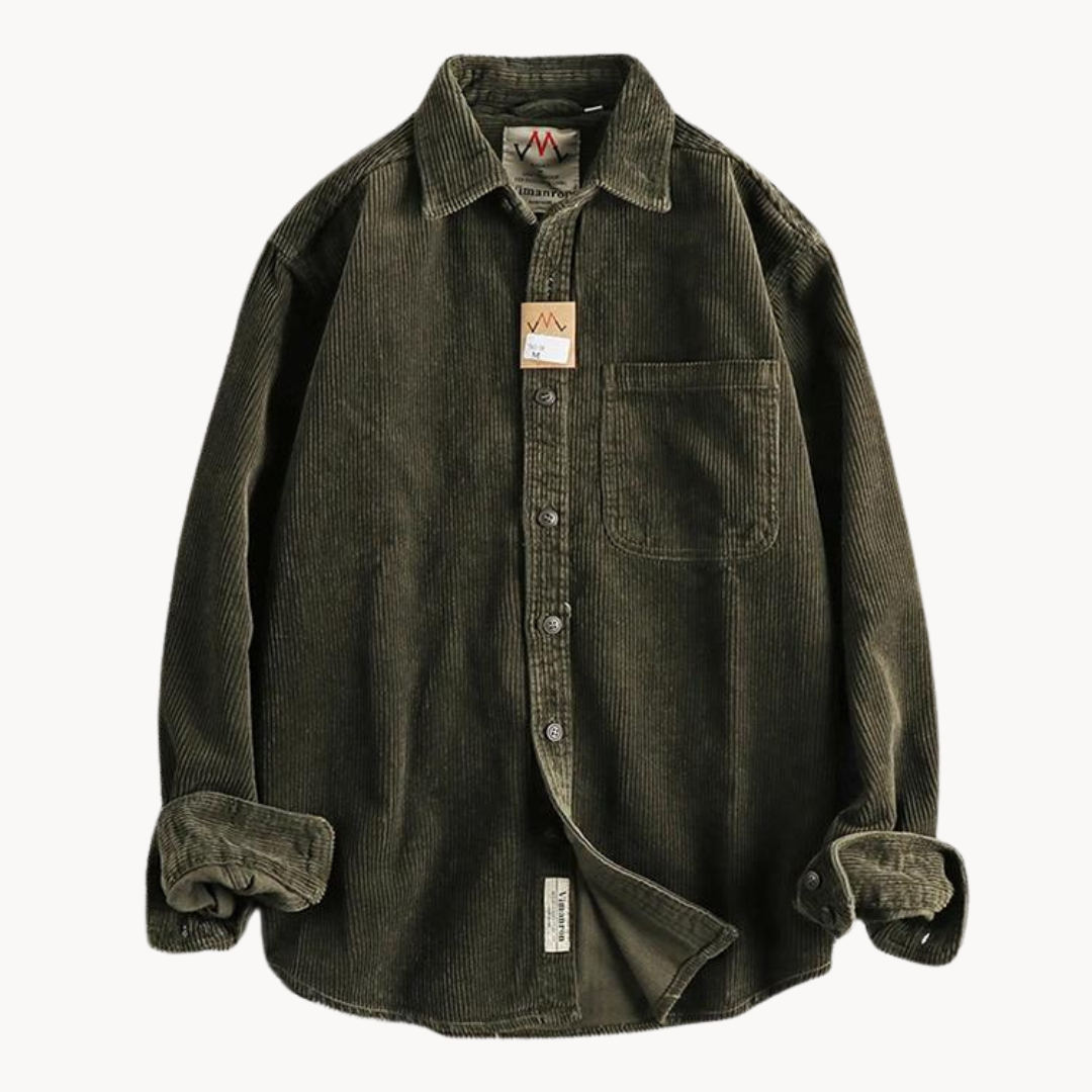 Zach Men's Brown Corduroy Long Sleeve Shirt For Everyday Casual Comfort By TrendAura