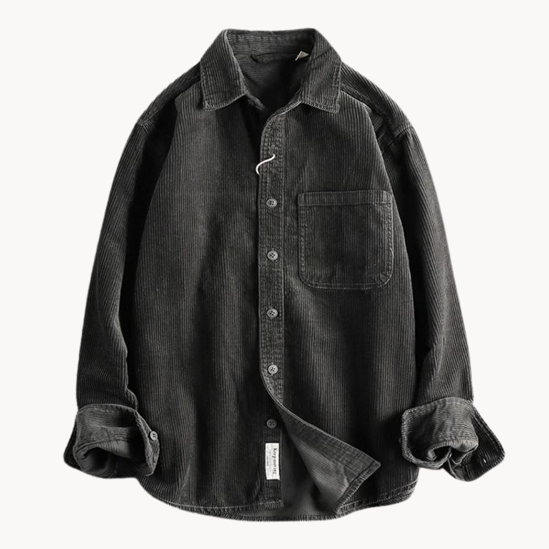Zach Men's Brown Corduroy Long Sleeve Shirt For Everyday Casual Comfort By TrendAura