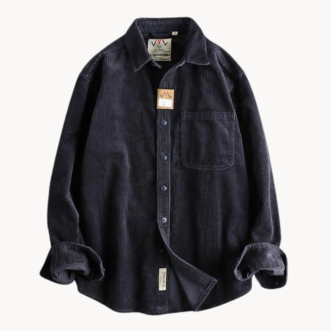 Zach Men's Brown Corduroy Long Sleeve Shirt For Everyday Casual Comfort By TrendAura